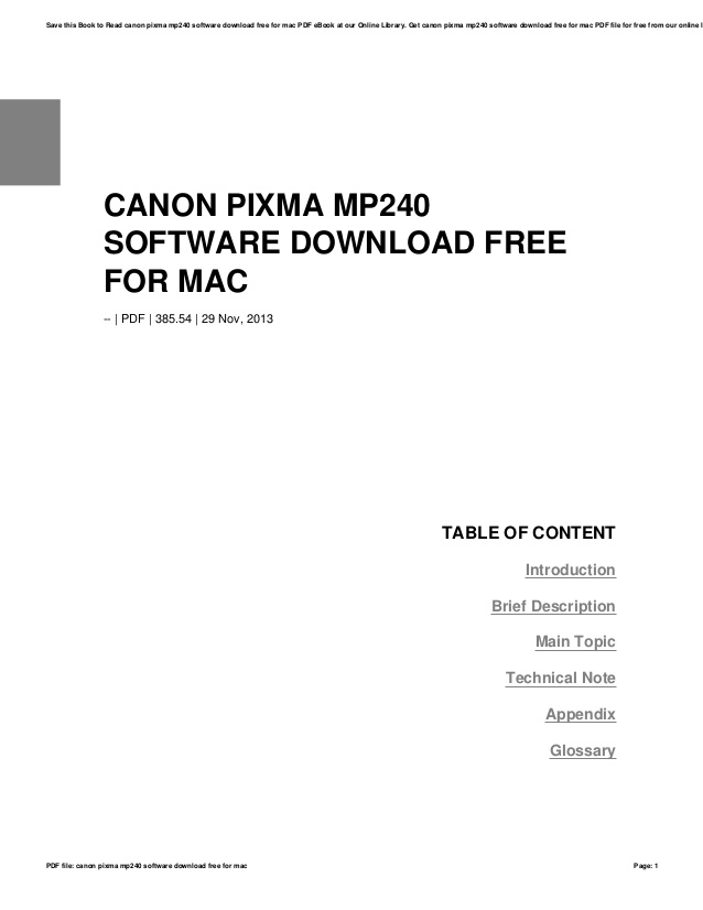 Canon printer mp250 software download for mac